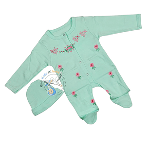 Osito Algodón Prematuro Flores Verde Agua