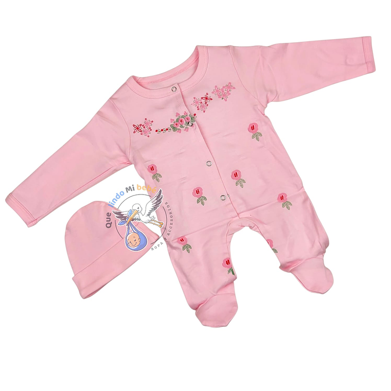 Osito Algodón Prematuro Flores Rosado 1