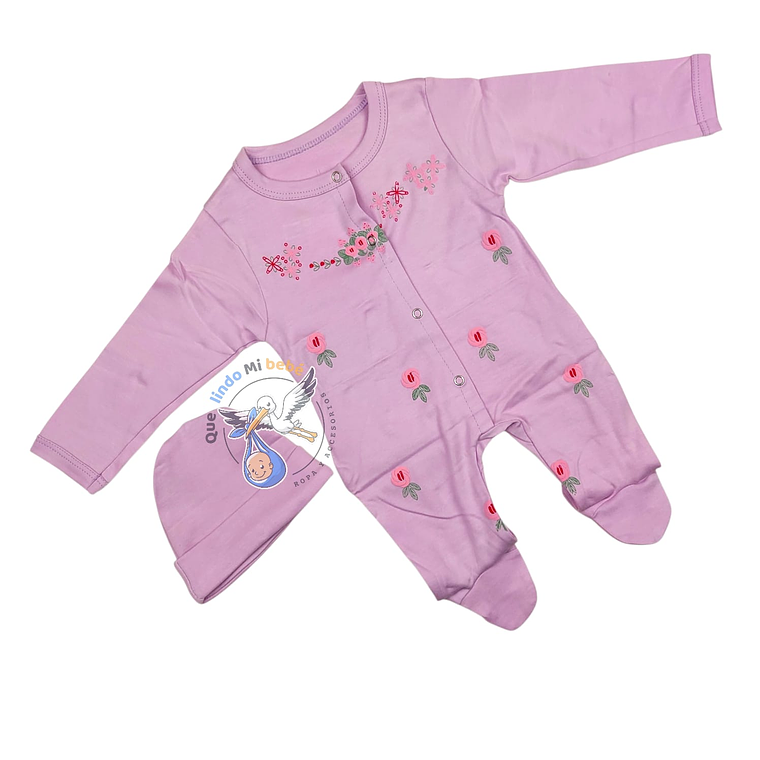 Osito Algodón Prematuro Flores LIla 1