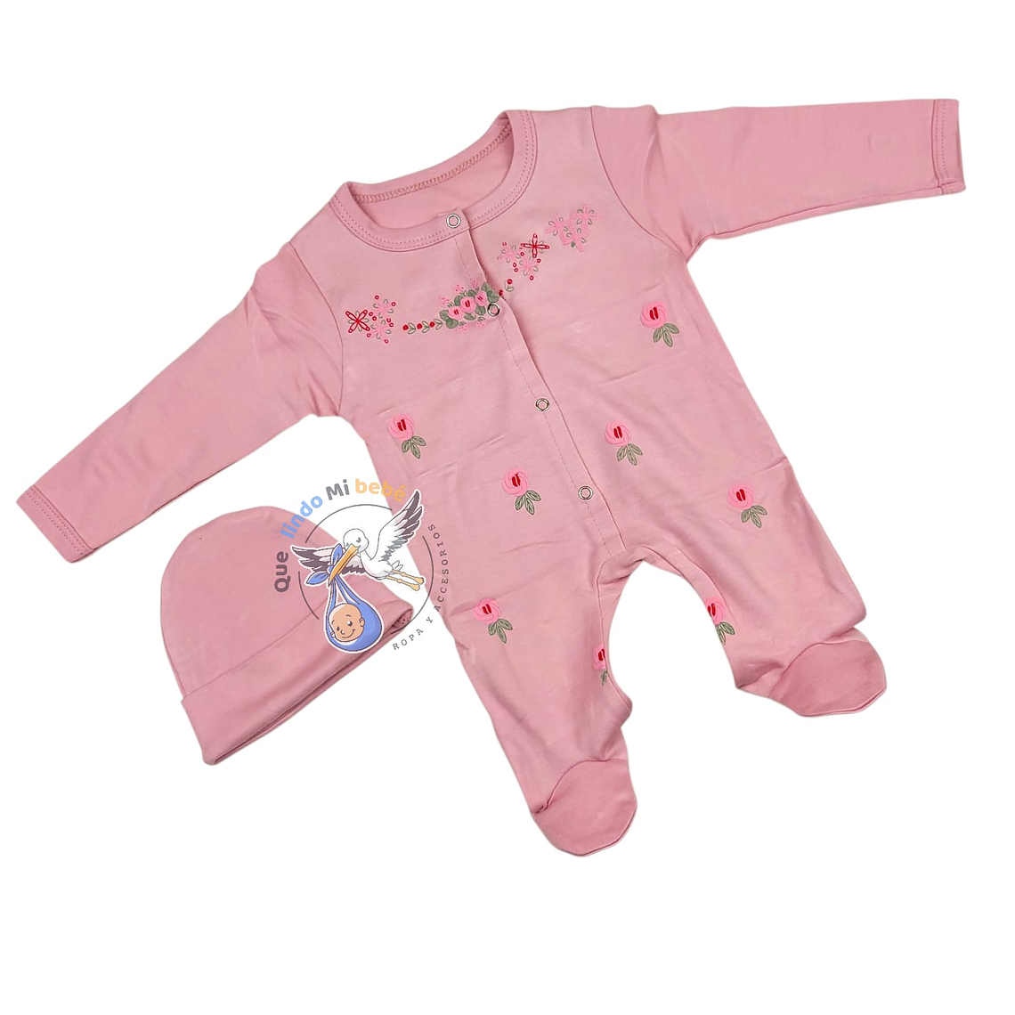 Osito Algodón Prematuro Flores Palo Rosa 1