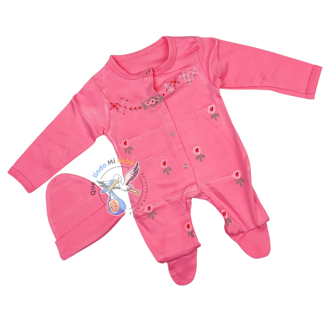 Osito Algodón Prematuro Flores Rosado Fuerte 1