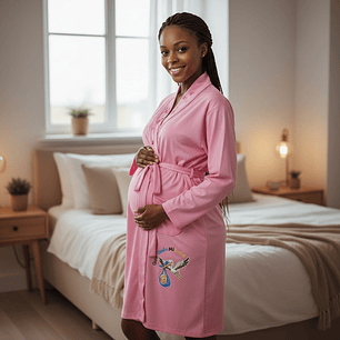 Bata Algodón Rosada Talla S 