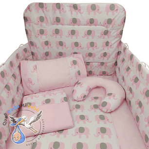 Set Para Cuna Estandar Rosado Elefante