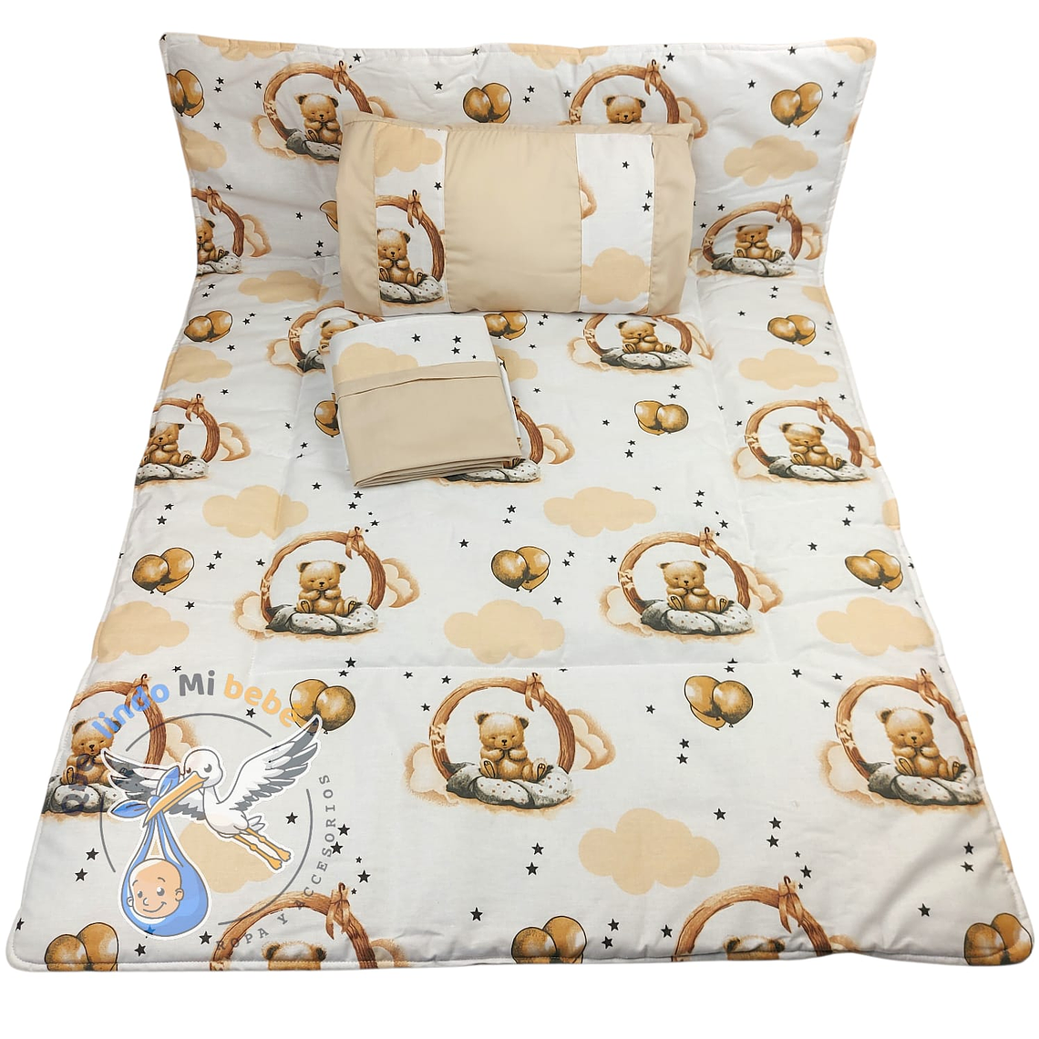 Set Para Cuna Colecho Beige Osito 1
