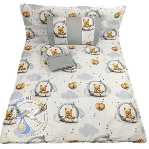 Set Para Cuna Colecho Gris Osito