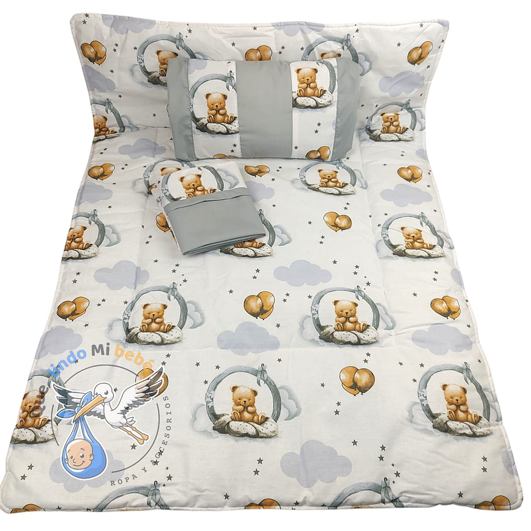 Set Para Cuna Colecho Gris Osito 1