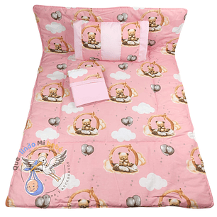 Set Para Cuna Colecho Rosado Osito