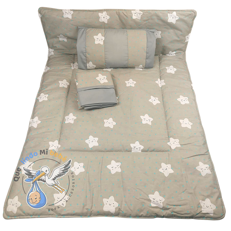 Set Para Cuna Colecho Gris Estrella 1