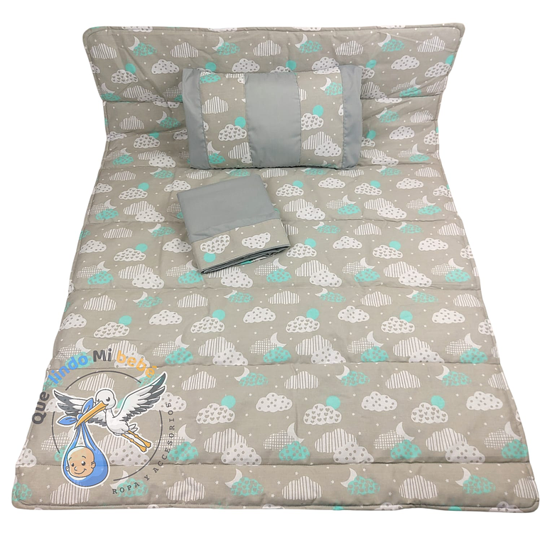 Set Para Cuna Colecho Gris Nubes 1