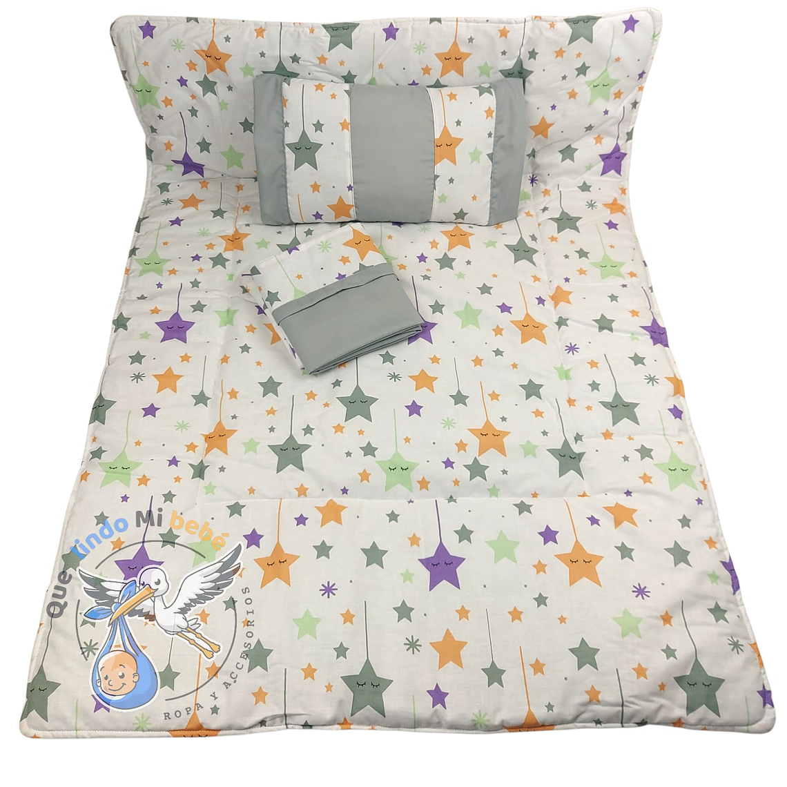 Set Para Cuna Colecho Gris Estrella 1