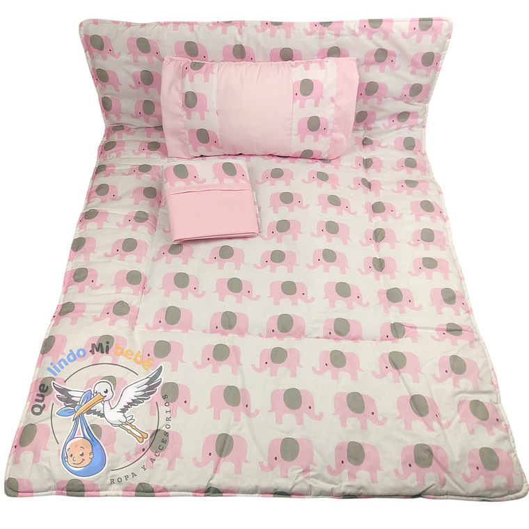 Set Para Cuna Colecho Rosado Elefante 1