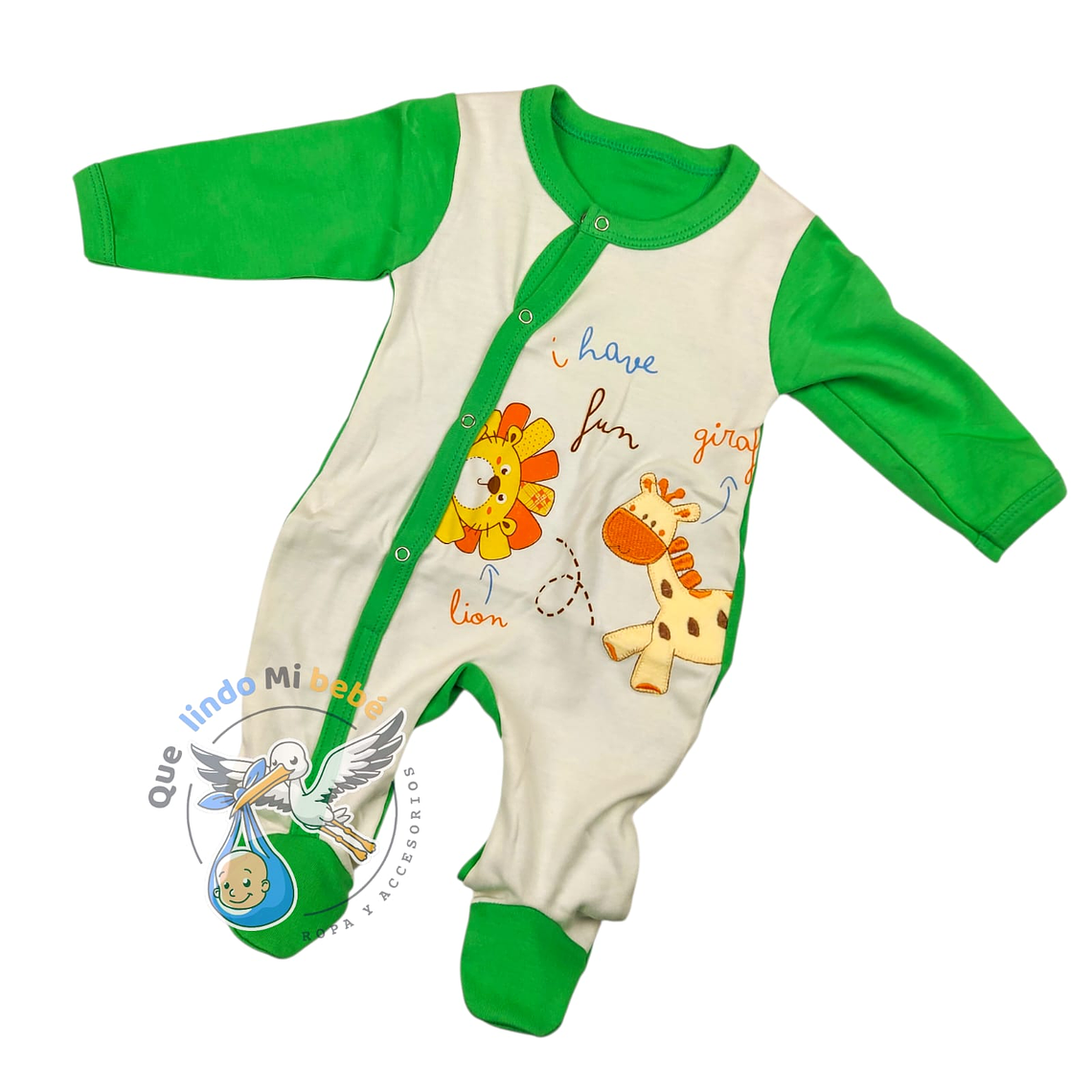 Osito Algodón 1 Pieza 0/3 Meses Jirafa/León Blanco/Verde 1