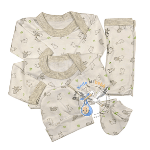Ajuar 5 Piezas con Diseño Talla 0/3 Meses Blanco/Melange Animalitos