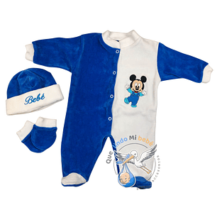 Set 3 Piezas Plush Mickey Azul/Blanco