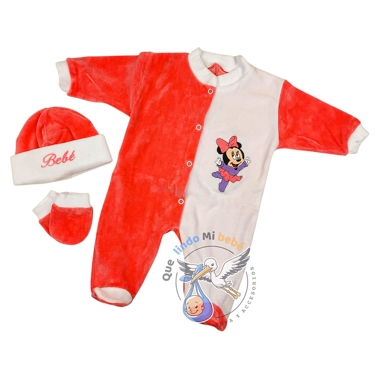 Set 3 Piezas Plush Minnie Coral/Blanco 1