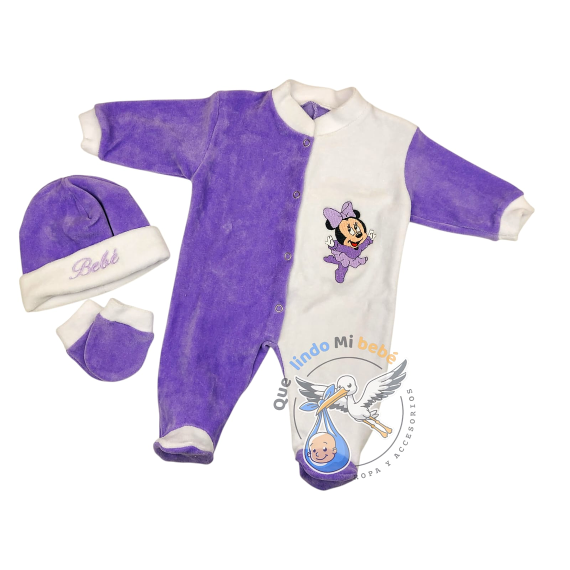 Set 3 Piezas Plush Minnie Lila/Blanco 1