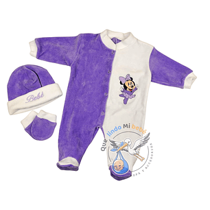 Set 3 Piezas Plush Minnie Lila/Blanco