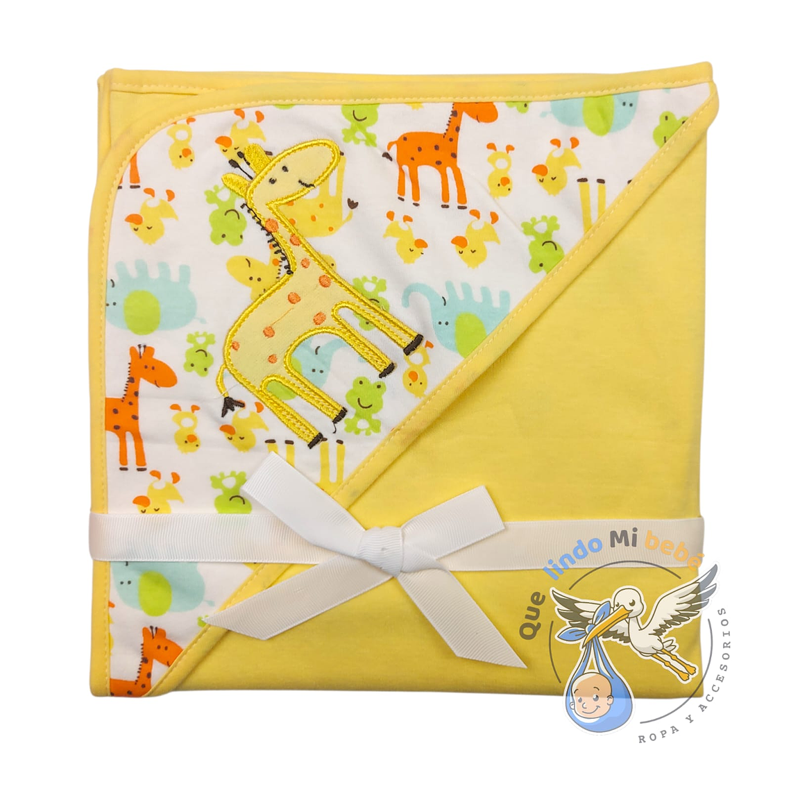 Manta Algodón con Capucha Jirafa Amarilla 1