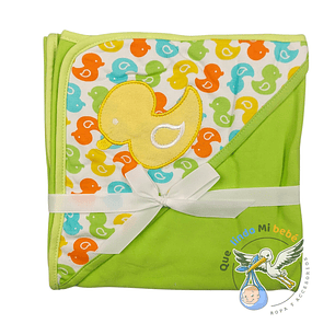 Manta Algodón con Capucha Patito Verde