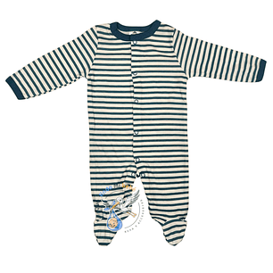 Pijama Algodón 0/3 Meses Blanco/Azul Lineas
