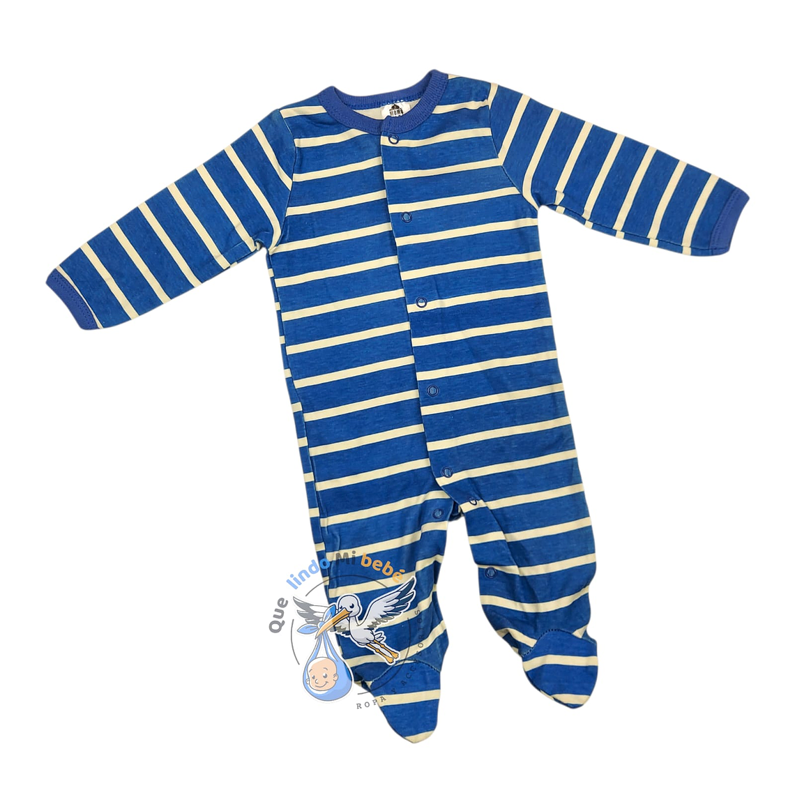 Pijama Algodón 3/6 Meses Azul/Blanco Lineas 1