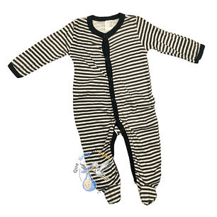 Pijama Algodón 3/6 Meses Blanco/Negro Lineas