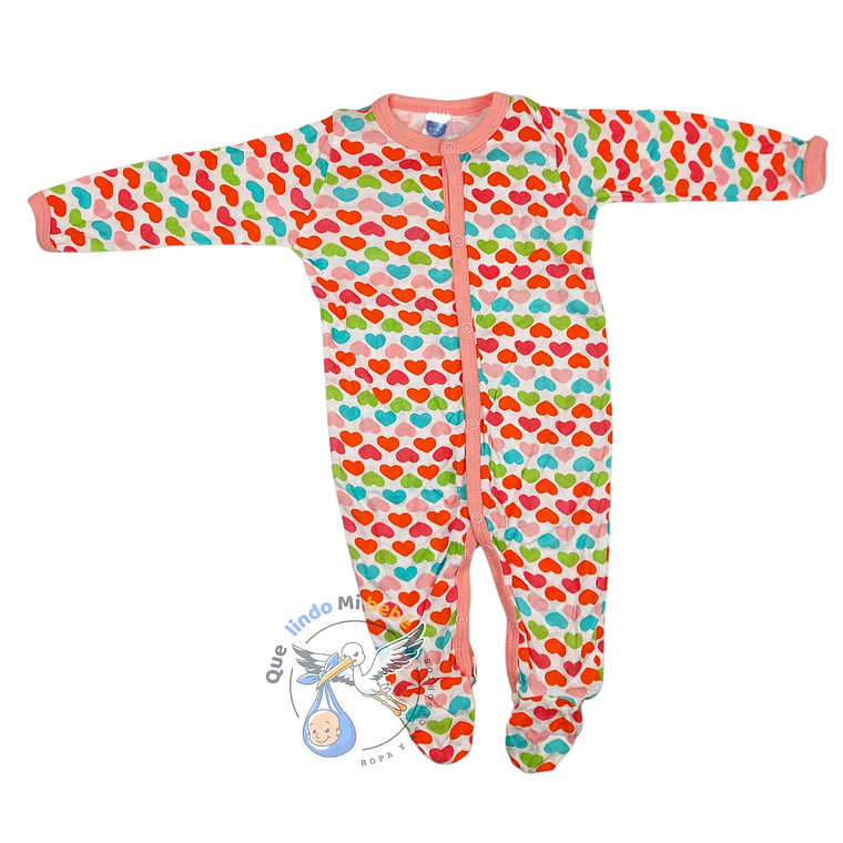 Pijama Algodón 3/6 Meses Corazones 1