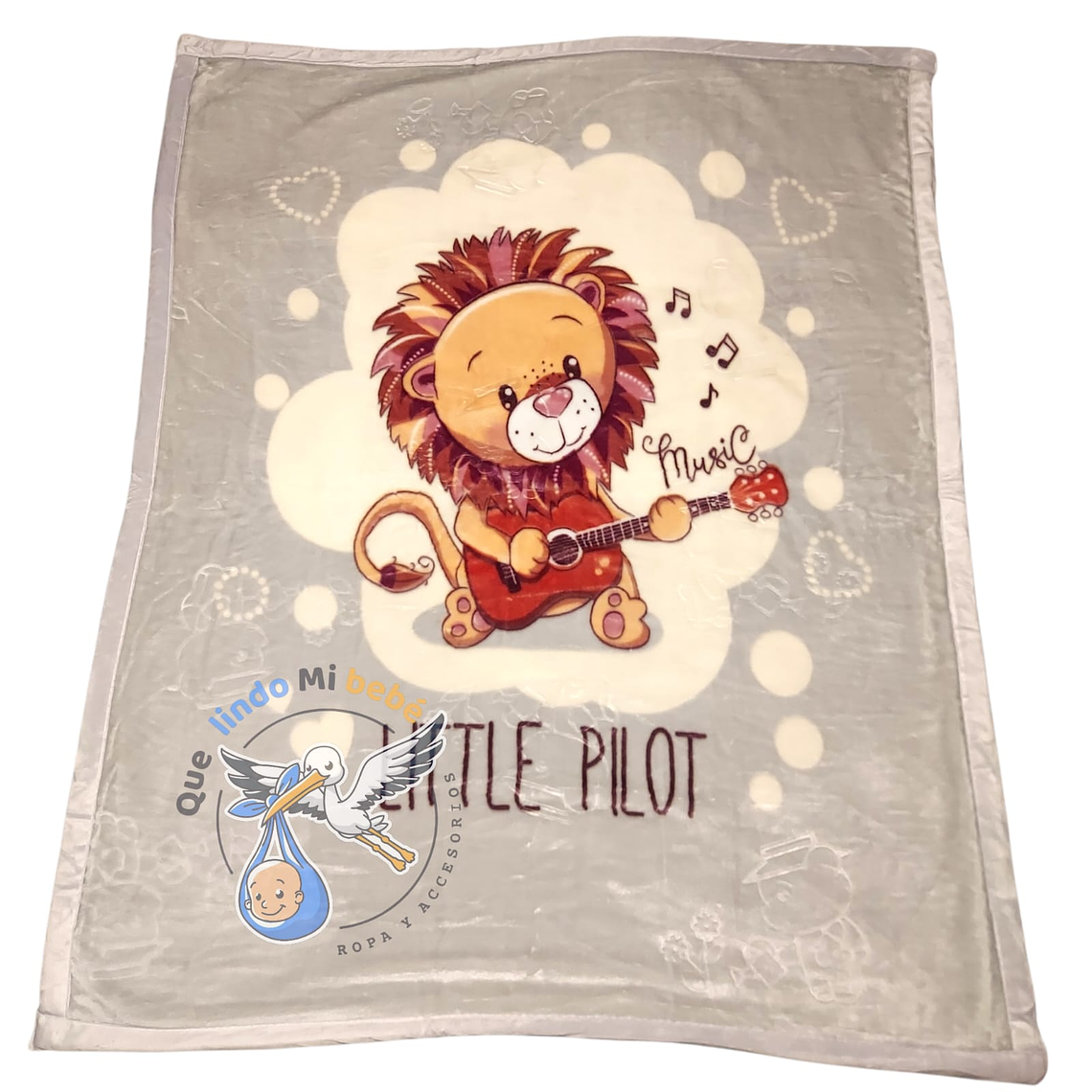 Frazada Doble Plush Grande León Gris  2