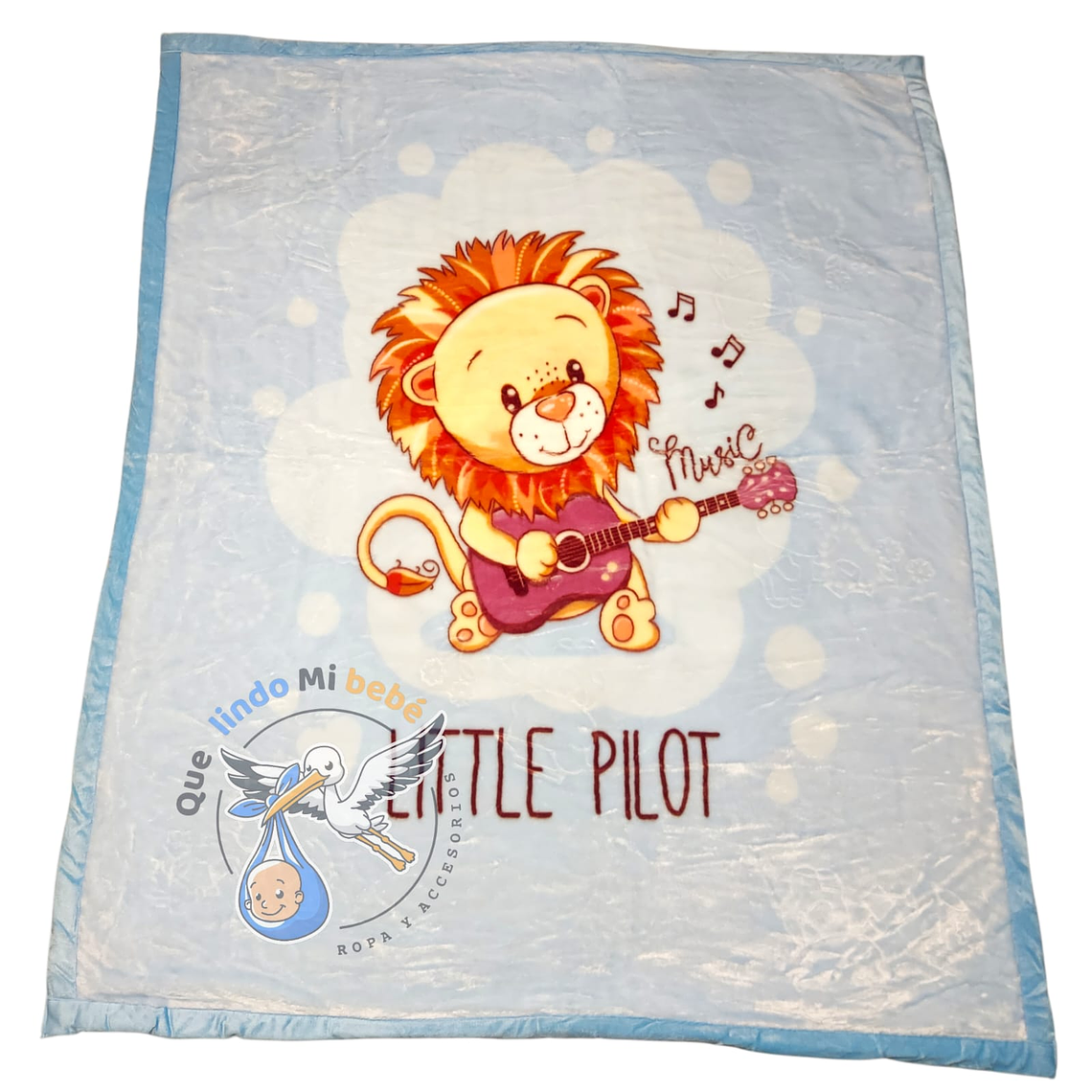 Frazada Doble Plush Grande León Celeste  2