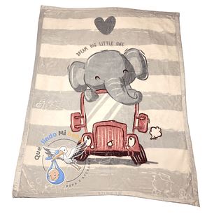 Frazada Doble Plush Grande Elefante Gris