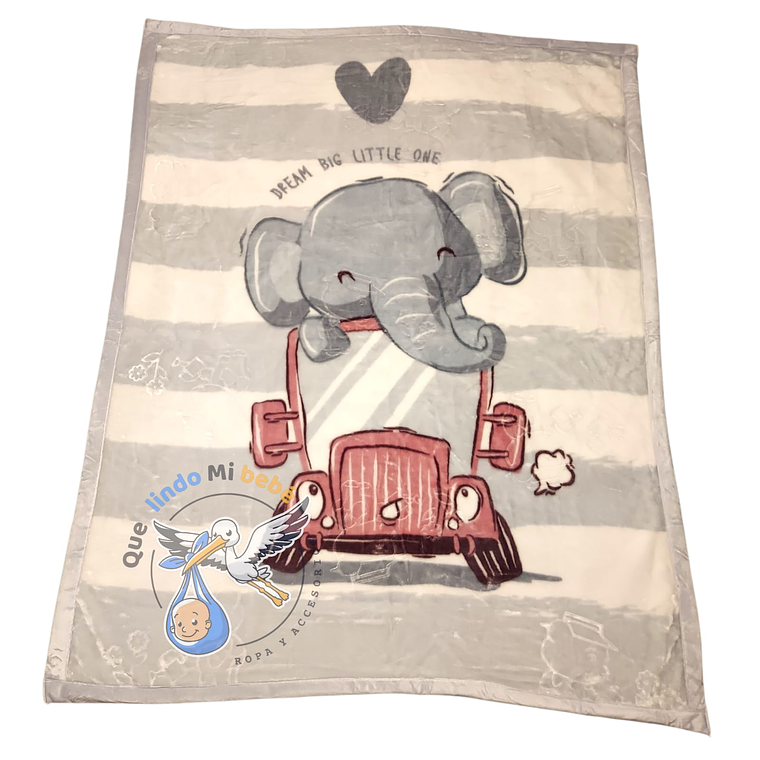 Frazada Doble Plush Grande Elefante Gris 1