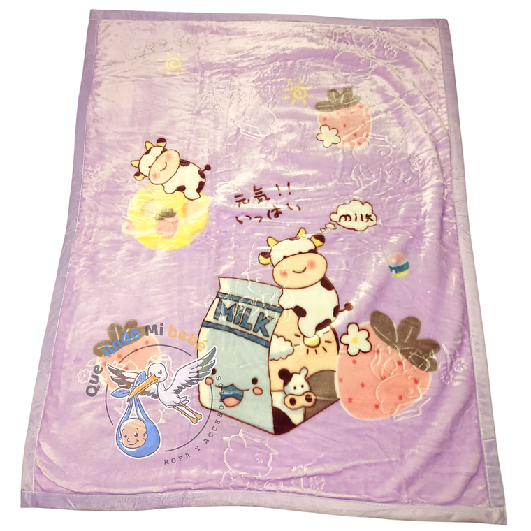 Frazada Doble Plush Grande Vaquita Lila 1