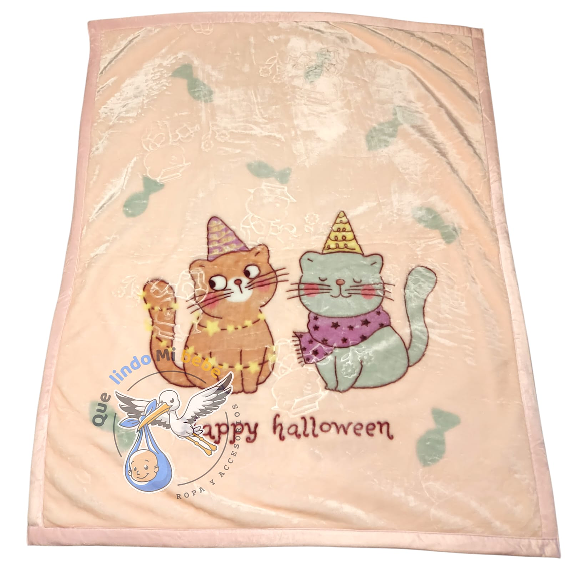 Frazada Doble Plush Grande Gatitas Rosado 1