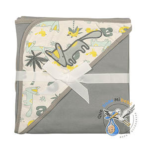 Manta Algodón con Capucha Zorro Gris