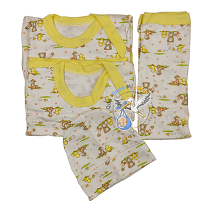 Ajuar 4 Piezas con Diseño Talla 3/6 Meses Amarillo Patitos
