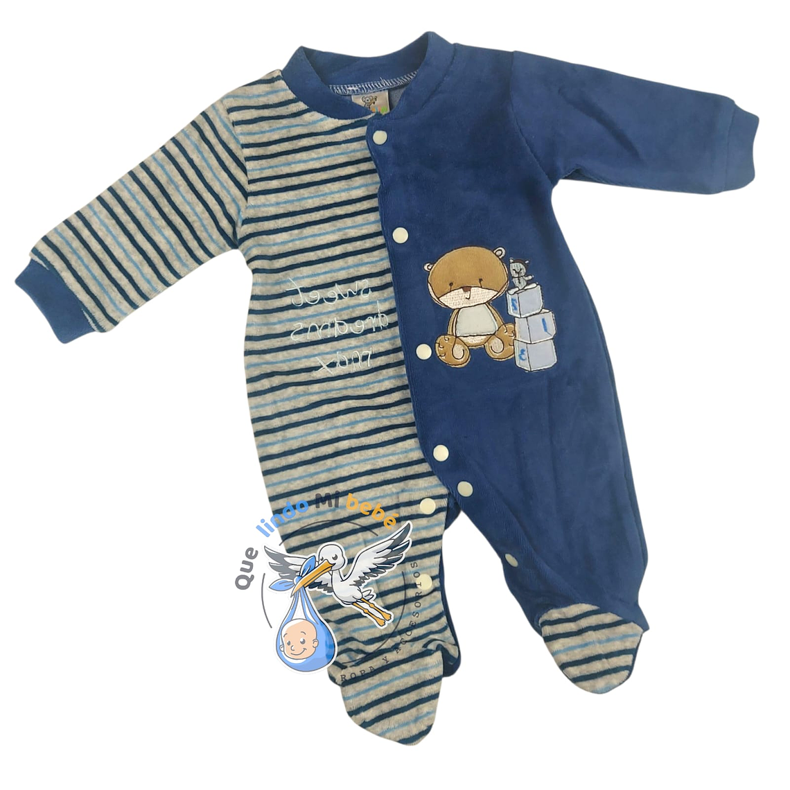 Enterito Plush 3/6 Meses Osito Azul Jeans 1