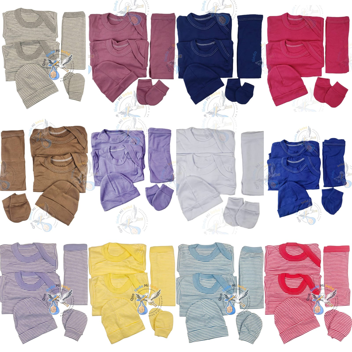 Ajuar 5 Piezas Liso/Rayados Talla 0/3 Meses (Surtidos) 1