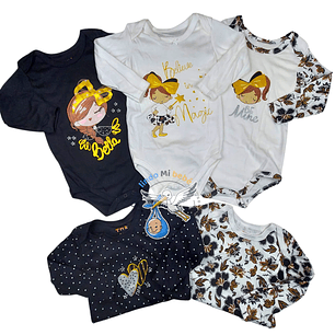 Set 5 Bodys Manga Larga 36 Meses Magic