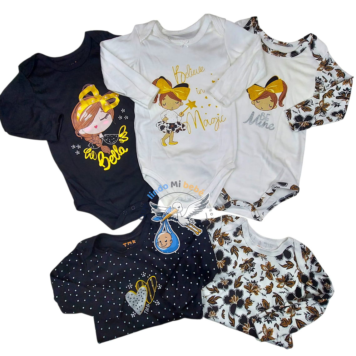 Set 5 Bodys Manga Larga 18/24 Meses Magic 1
