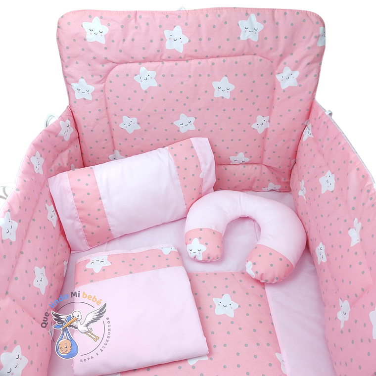 Set Para Cuna Estándar Rosado Estrella 1