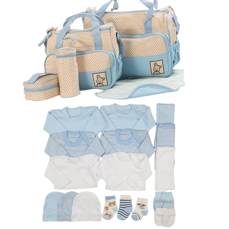 Pack Bolso 5 Piezas + Ajuar 18 Piezas 0/3 Meses Celeste 1