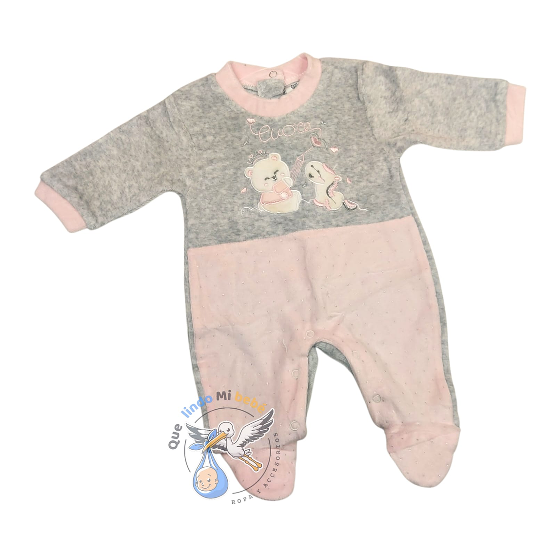 Osito Plush 1 Pieza 0/3 Meses Gris/Rosado M1P04 1
