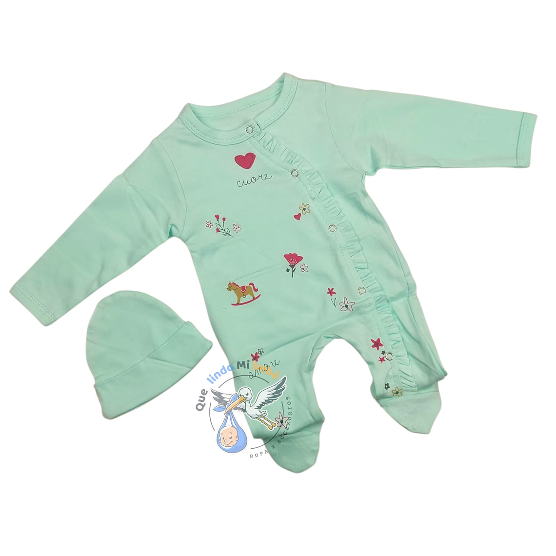 Osito Algodón Prematuro Caballito Verde Agua 1