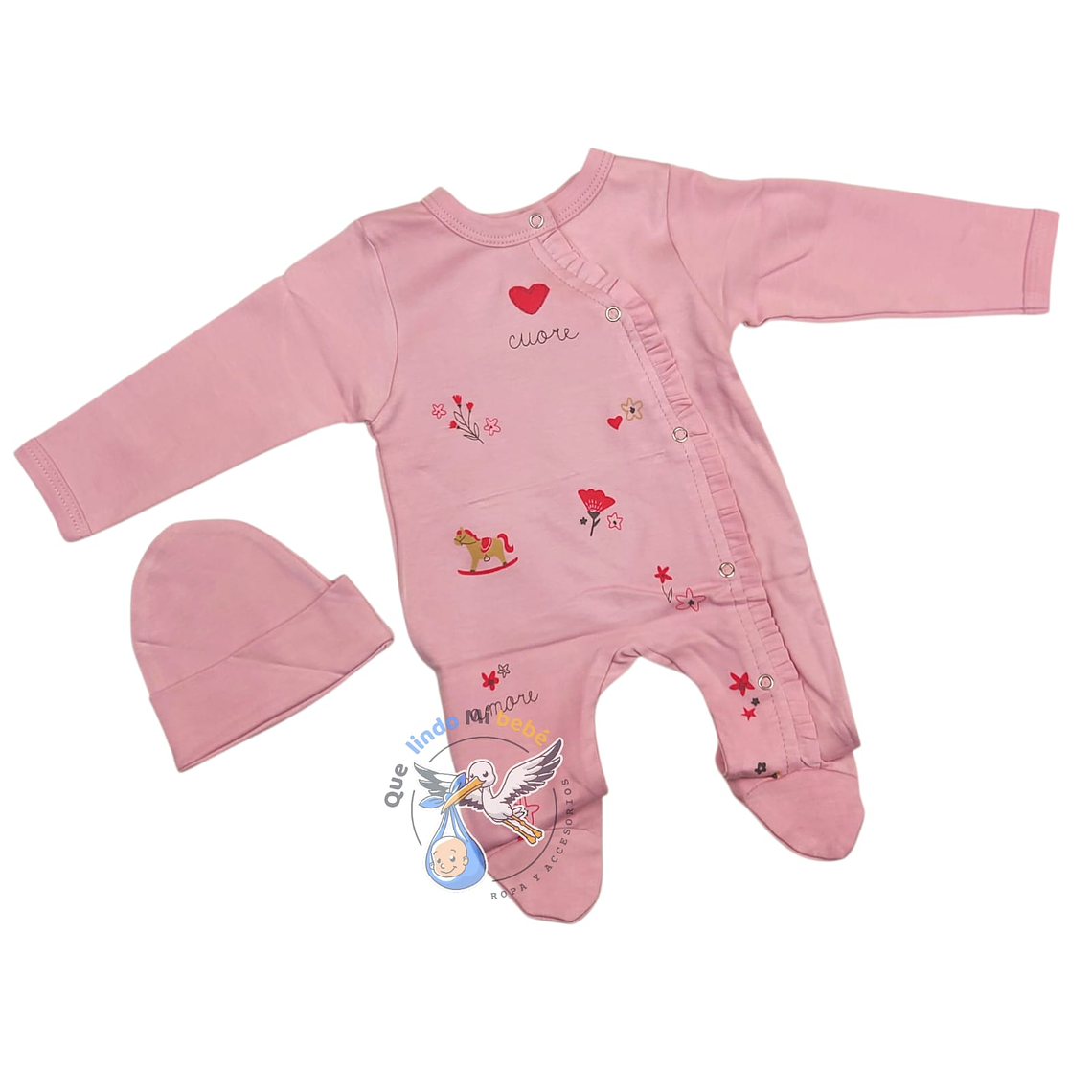 Osito Algodón Prematuro Caballito Palo Rosa 1