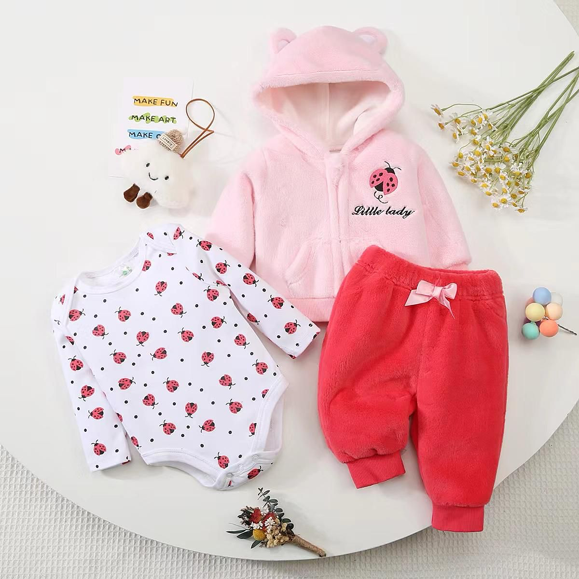 Set Buzo 3 Piezas Plush Forrado 12/18 Meses Chinita 1