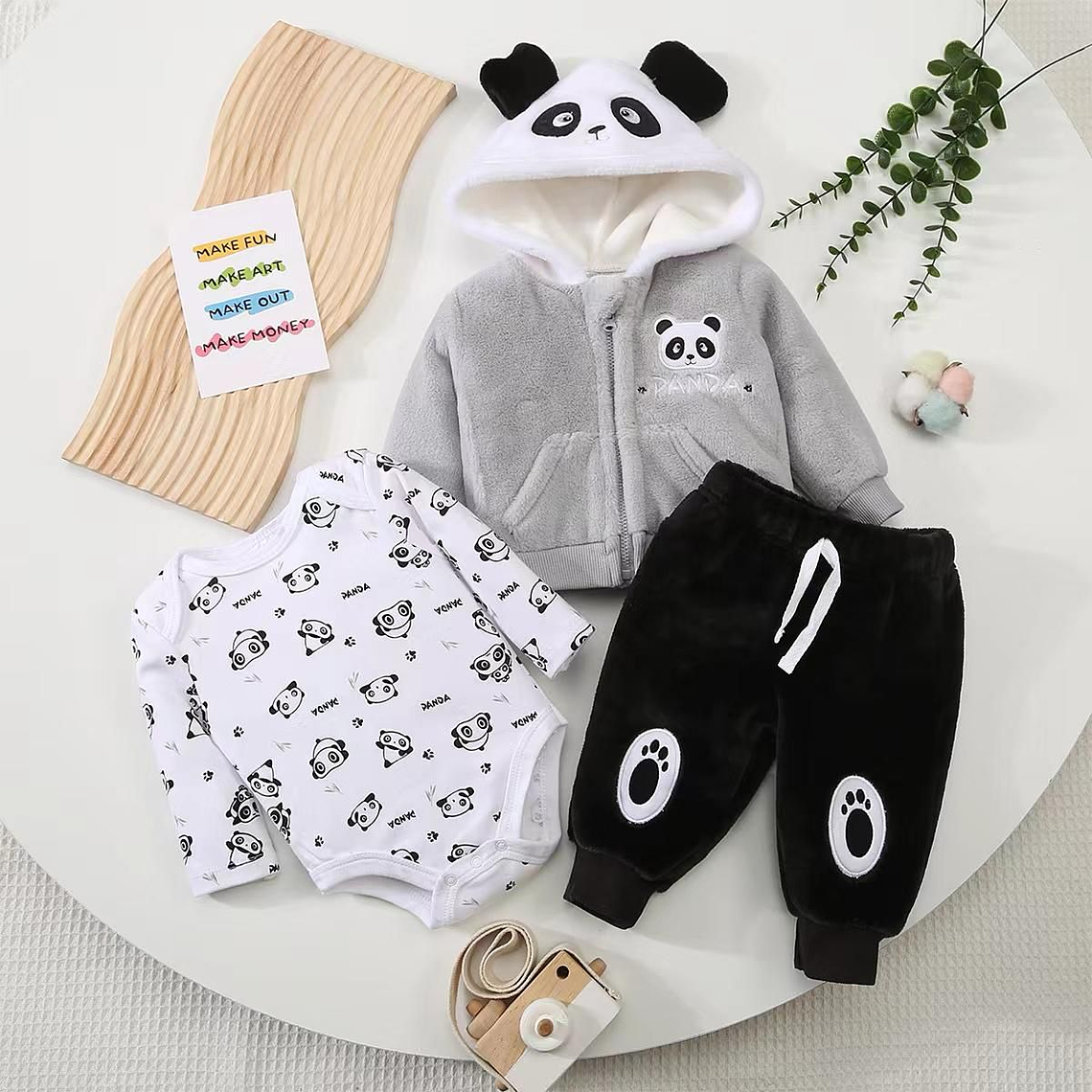 Set Buzo 3 Piezas Plush Forrado 36 Meses Panda 1
