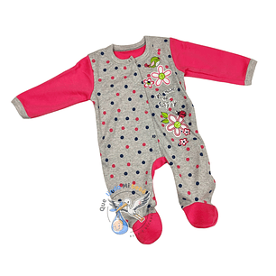 Osito Algodón 1 Pieza 0/3 Meses Flores Gris/Chicle