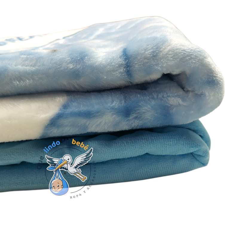 Frazada Doble Plush Grande Ovejitas Celeste 2