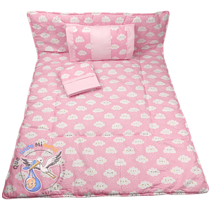 Set Para Cuna Colecho Rosado Nubes