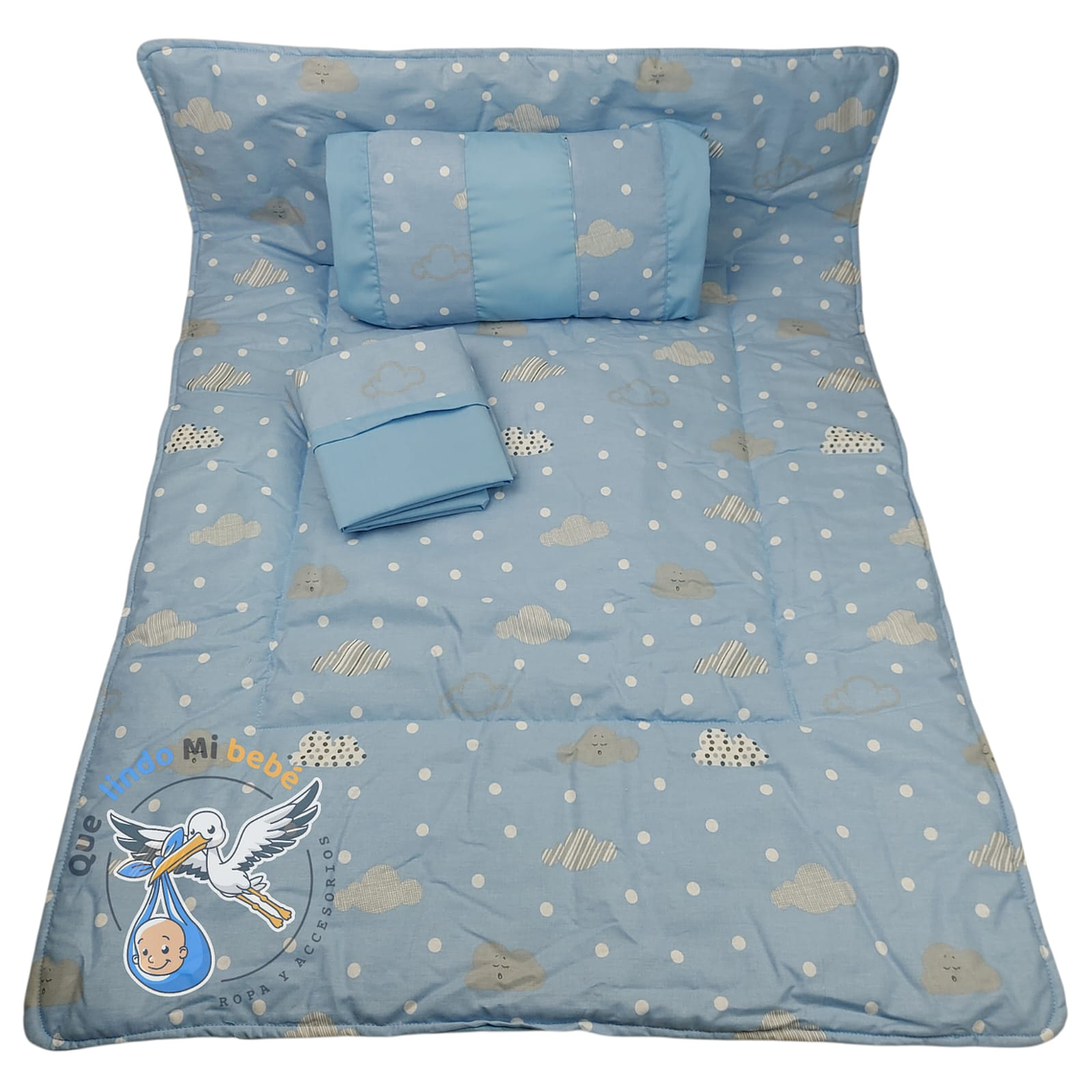 Set Para Cuna Colecho Celeste Nubes 1